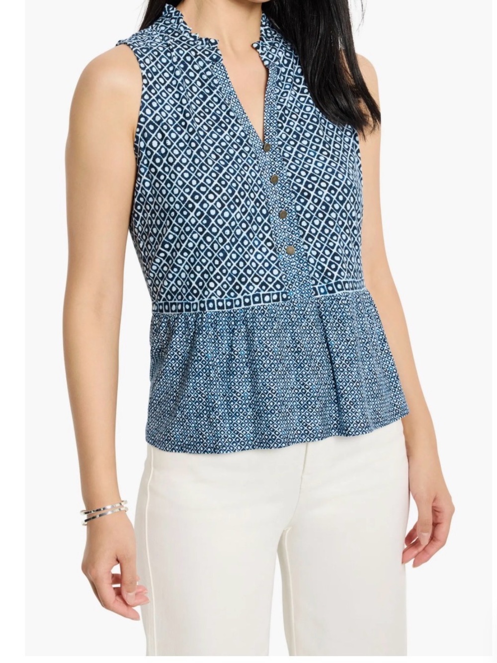 NIC+ZOE Coastal Geo knit top multi